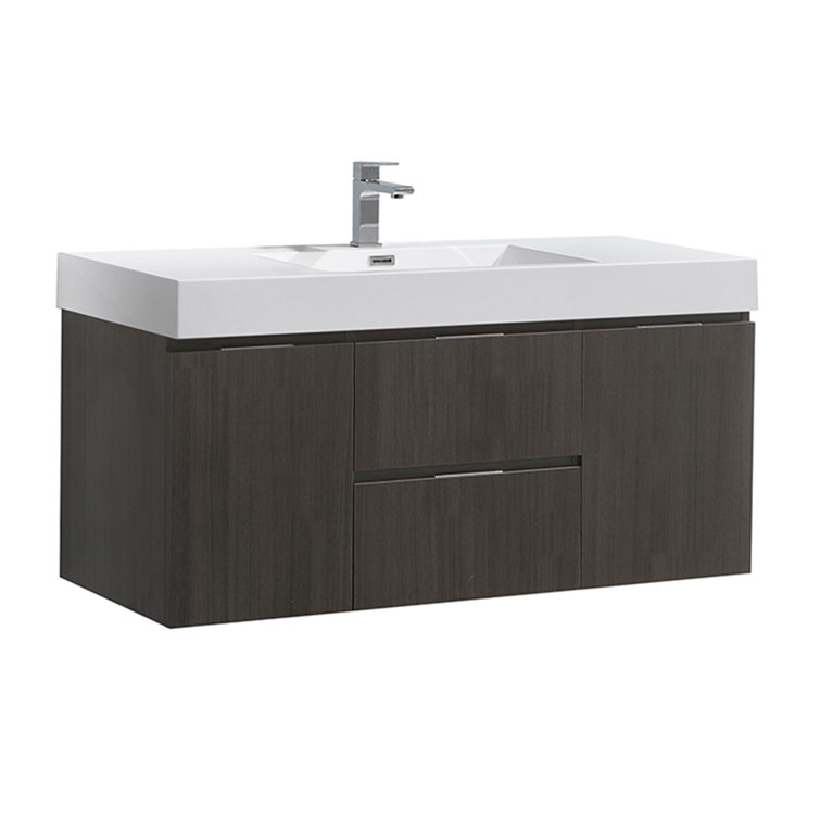 Valencia 48" Gray Oak Wall-Mount Double Sink Vanity
