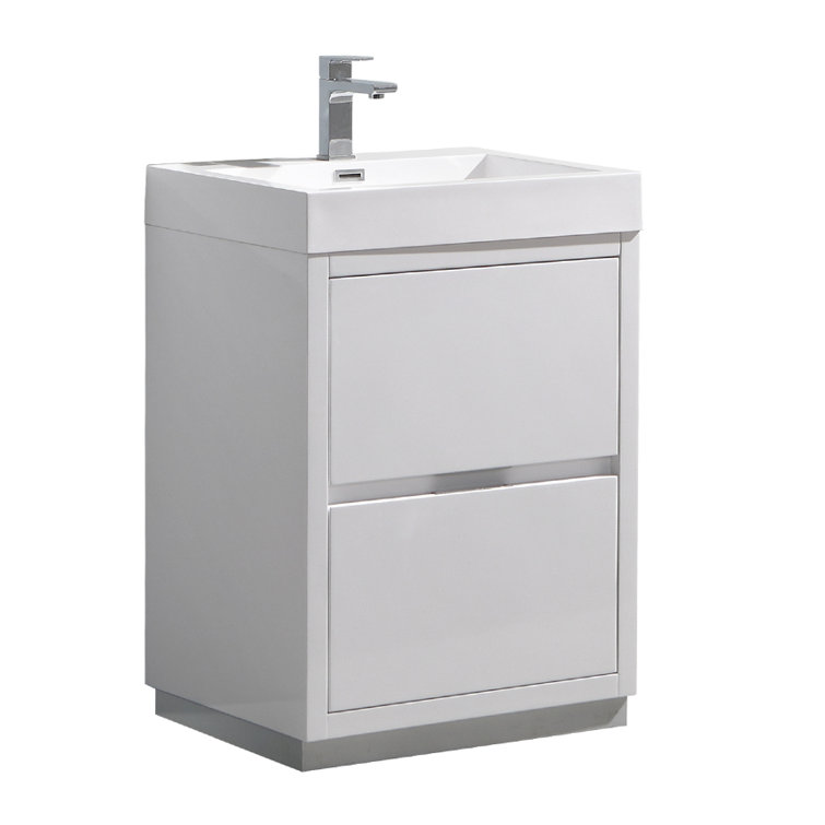 Valencia 24" Glossy White Modern Free Standing Vanity with Acrylic Sink