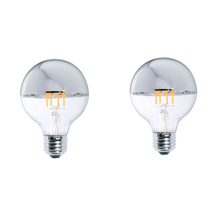 Half Chrome Dimmable LED G25 Bulbs, Pack of 2