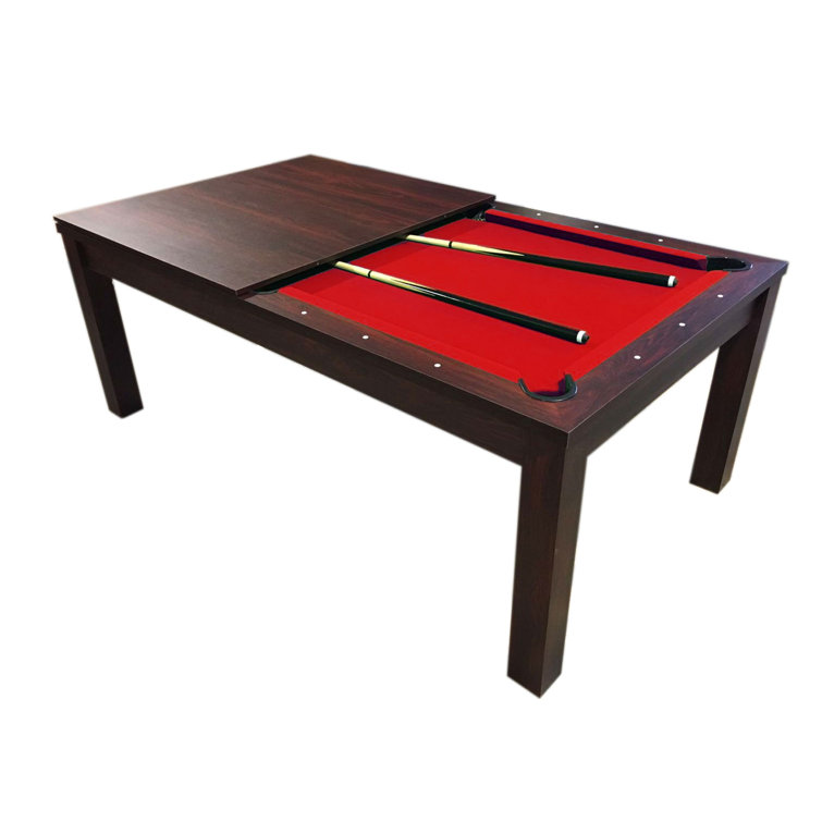 Vulcan 7' Dark Brown Pool Table with Red Felt