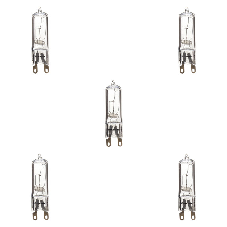 25W Clear Glass Dimmable Halogen Tube Bulbs, 5-Pack