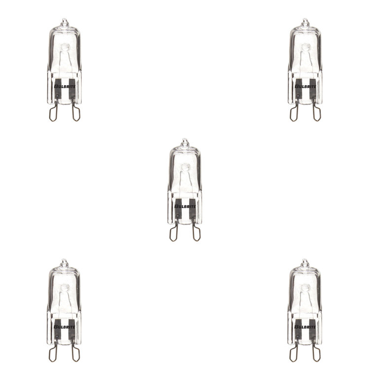 Clear 100W Dimmable T4 Halogen Bi-Pin Bulbs, Pack of 5