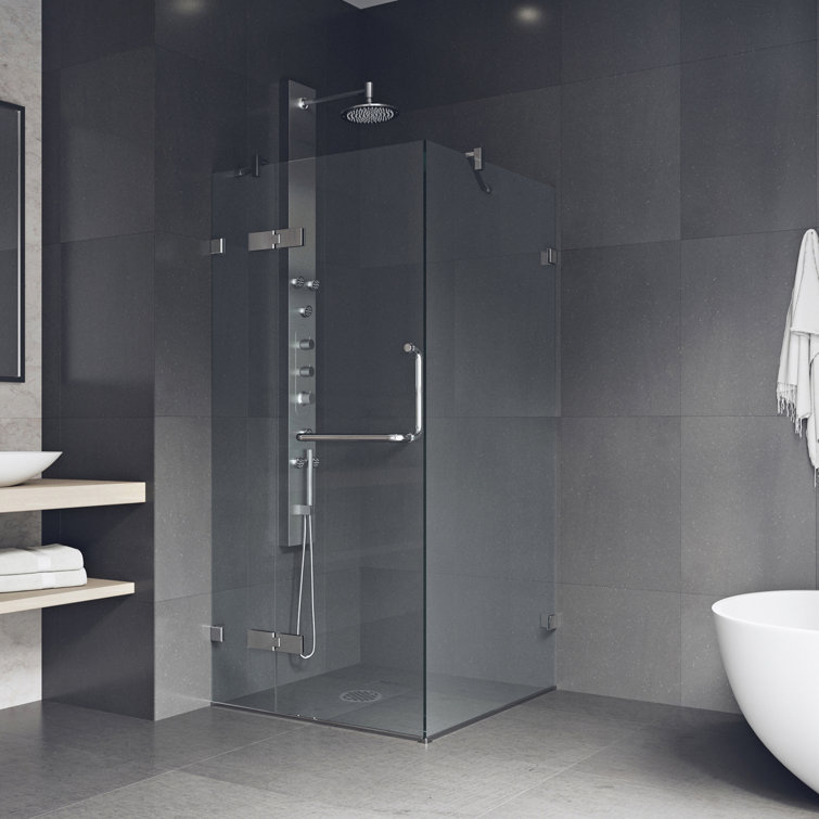 Monteray 46" Frameless Clear Glass Shower Enclosure with Brushed Nickel Hardware
