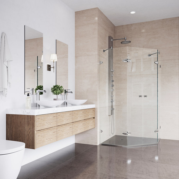 Gemini 47" Frameless Neo-Angle Shower Enclosure with Clear Glass