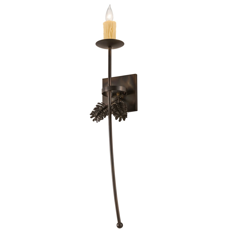 Antique Copper 1-Light Dimmable Glass Fabric Sconce