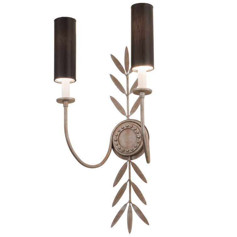 Black and Silver Glass Fabric 2-Light Wall Sconce