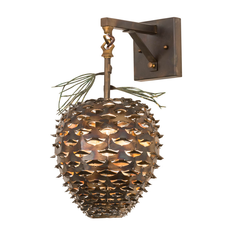 Rustic Pinecone 1-Light Dimmable Antique Copper Wall Sconce