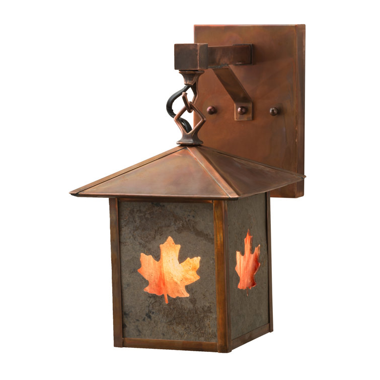 Autumn Maple Leaf 12" White Dimmable Sconce in Vintage Copper