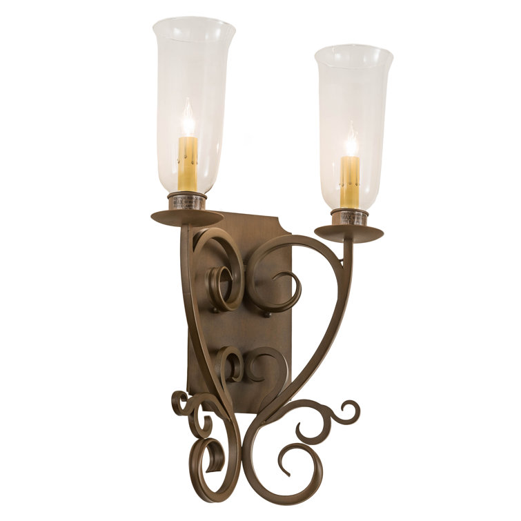 Thierry Rustic Iron 2-Light Dimmable Sconce with Clear Glass Shades