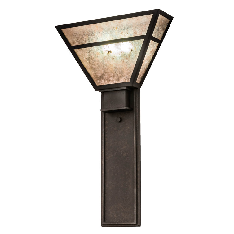 Bryce 24" Chestnut Finish Iron Wall Sconce with Silver Mica Diffuser