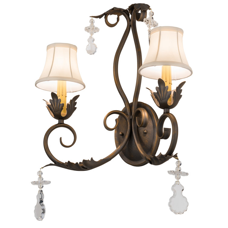 Felicia French Bronze 2-Light Wall Sconce with Crystal Accents