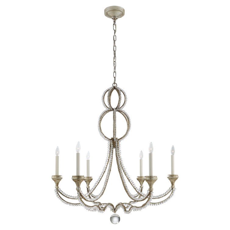 Venetian Silver 6-Light Chandelier with Crystal Accents