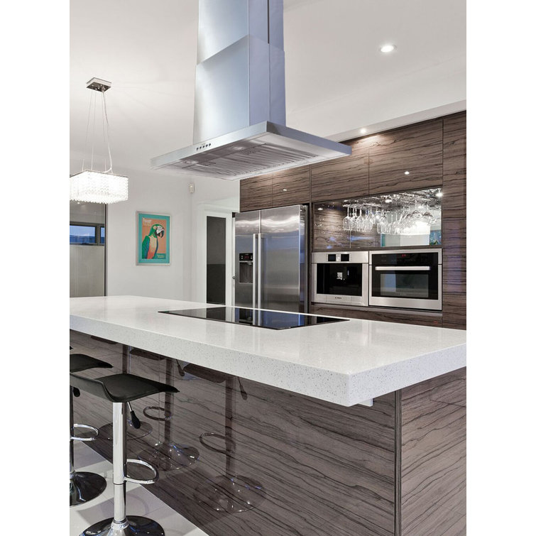 42" Stainless Steel Convertible Island Range Hood with LED Lights