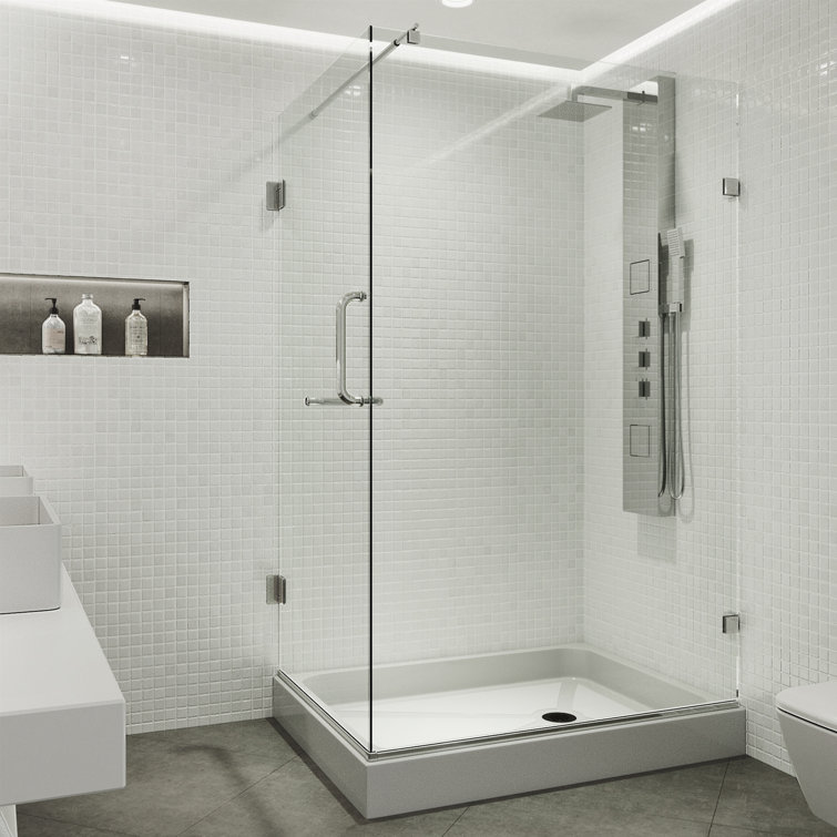 Pacifica 48" Frameless Clear Glass Shower Enclosure with Chrome Finish