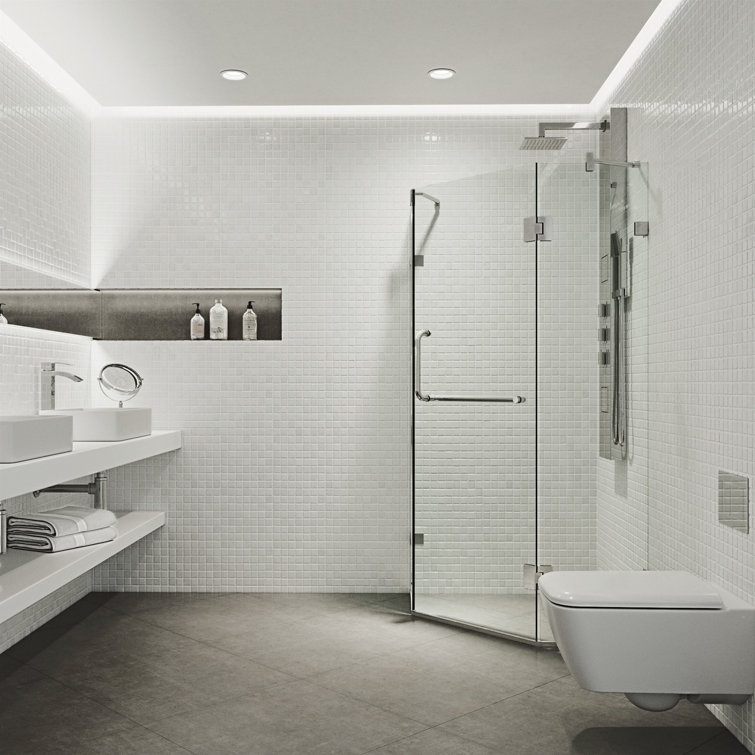 Piedmont Frameless Neo-Angle Shower Enclosure with Clear Glass and Brushed Nickel Hardware