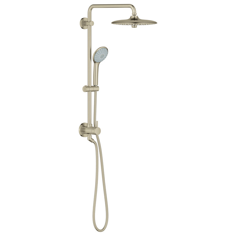 Brushed Nickel Adjustable Multi-Head Shower System with Handheld
