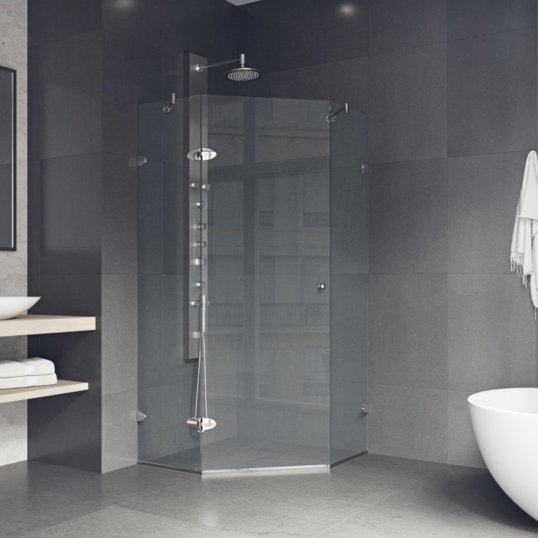 Verona 42" Frameless Neo-Angle Shower Enclosure with Clear Glass