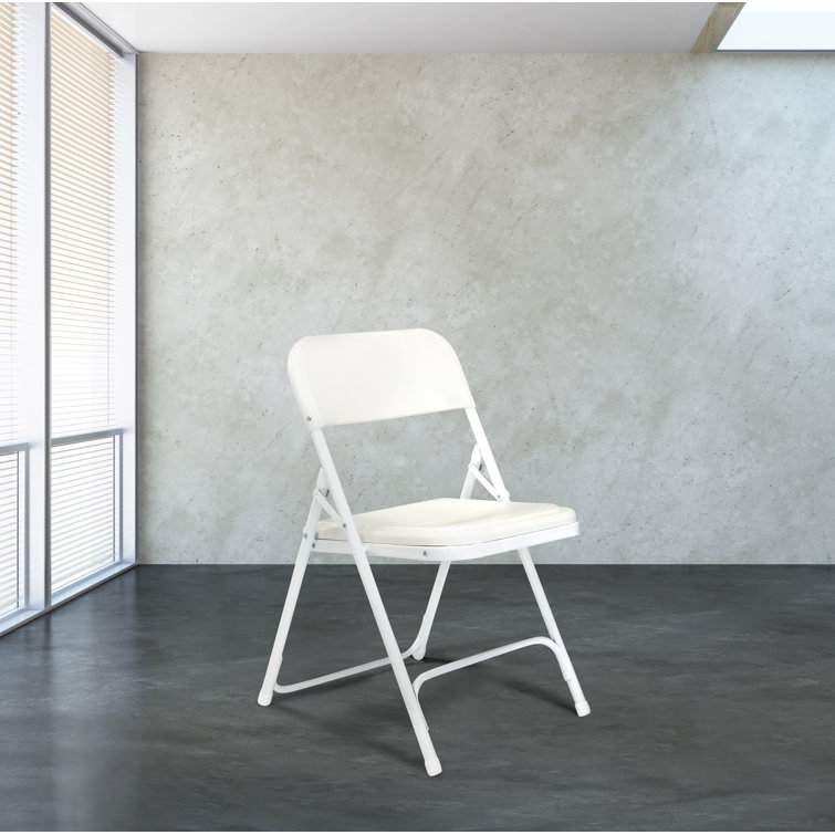 Bright White Metal Armless Stacking Reception Chair Set
