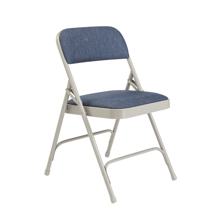 Imperial Blue and Gray Fabric Padded Folding Chair Set
