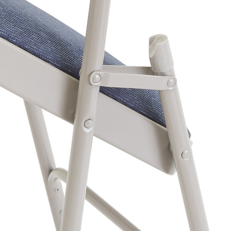 Imperial Blue and Gray Fabric Padded Folding Chair Set