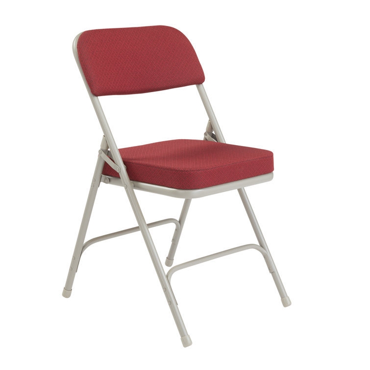 New Burgundy Armless Fabric and Vinyl Reception Chair with Metal Frame