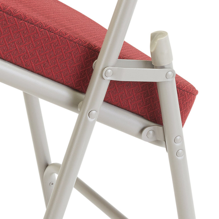 New Burgundy Armless Fabric and Vinyl Reception Chair with Metal Frame