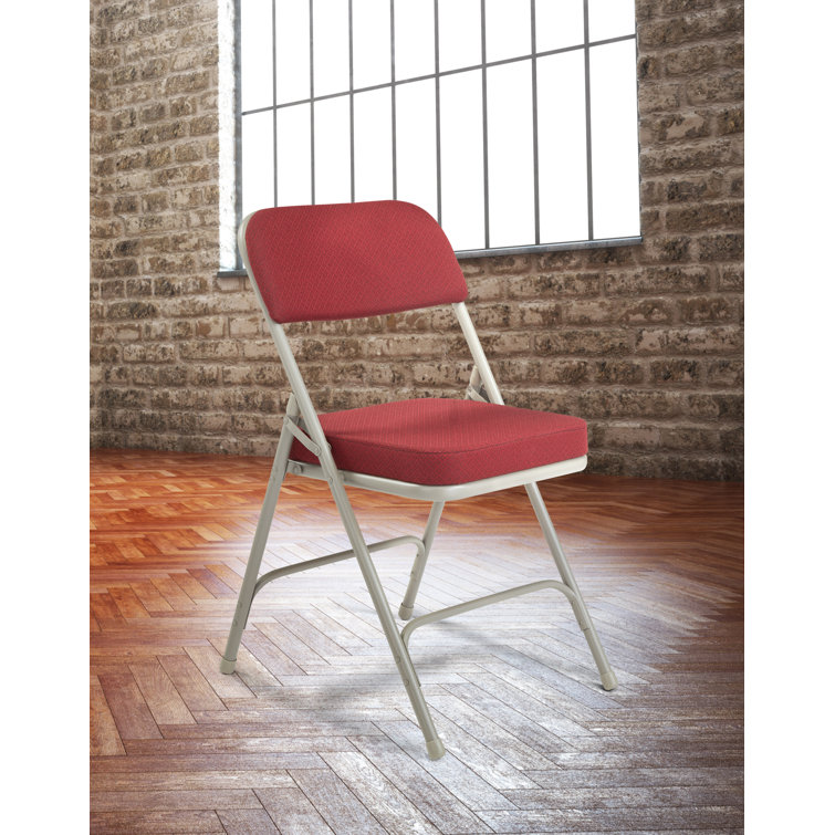 New Burgundy Armless Fabric and Vinyl Reception Chair with Metal Frame
