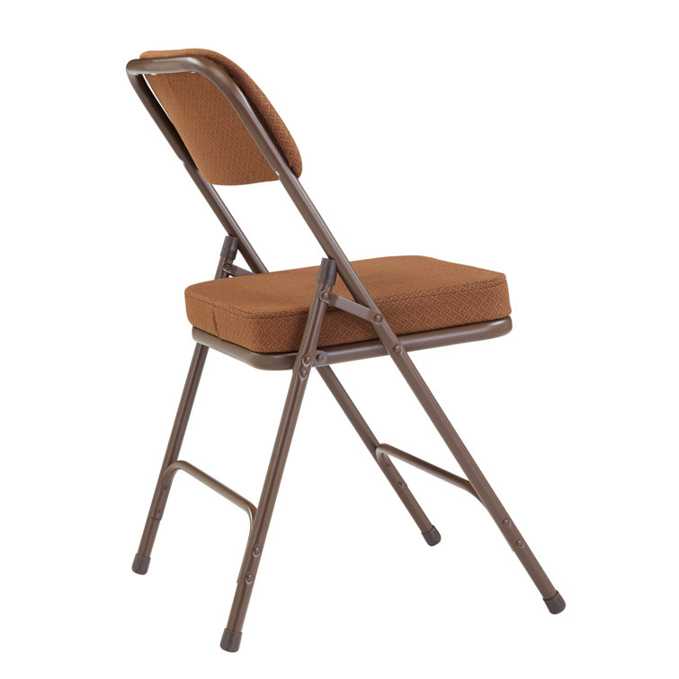 Gold and Mocha Brown Armless Vinyl Upholstered Folding Chair Set