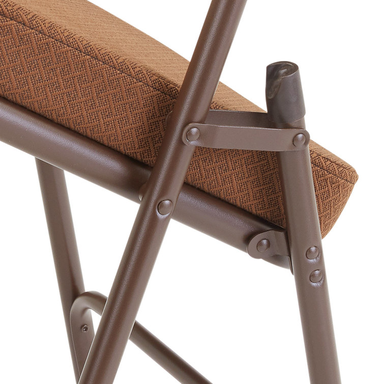 Gold and Mocha Brown Armless Vinyl Upholstered Folding Chair Set