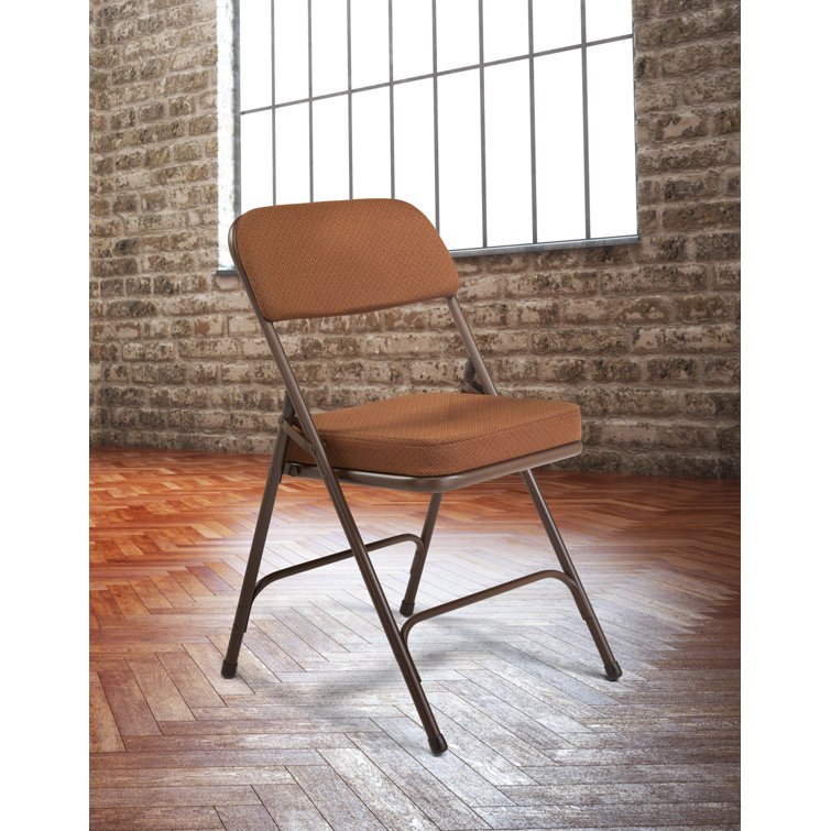 Gold and Mocha Brown Armless Vinyl Upholstered Folding Chair Set
