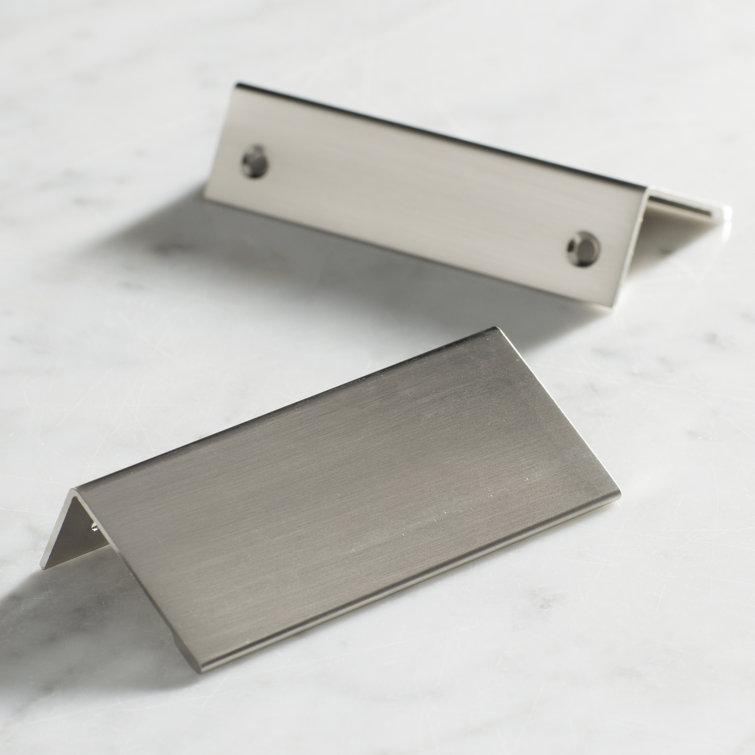 Brushed Nickel Modern Finger Cabinet Pull with Mounting Hardware