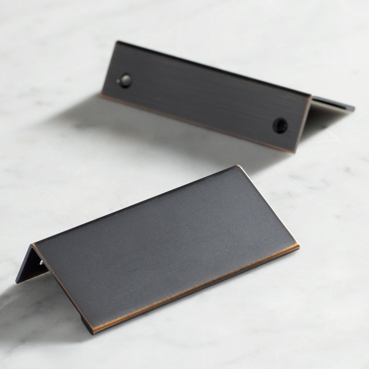 Oil-Rubbed Bronze Modern Finger Cabinet Pull with Mounting Hardware