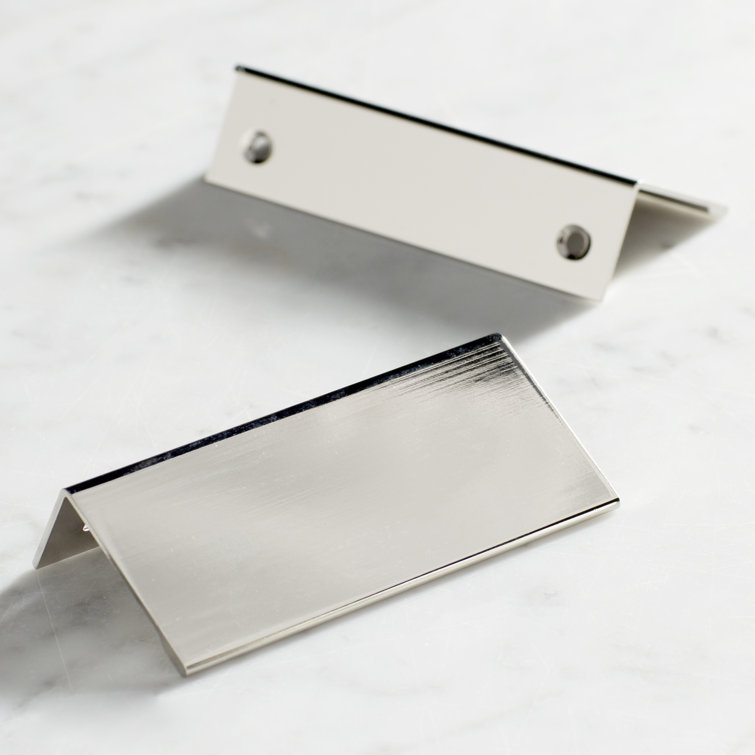 Polished Nickel Modern Finger Cabinet Edge Pulls 3.75 inch