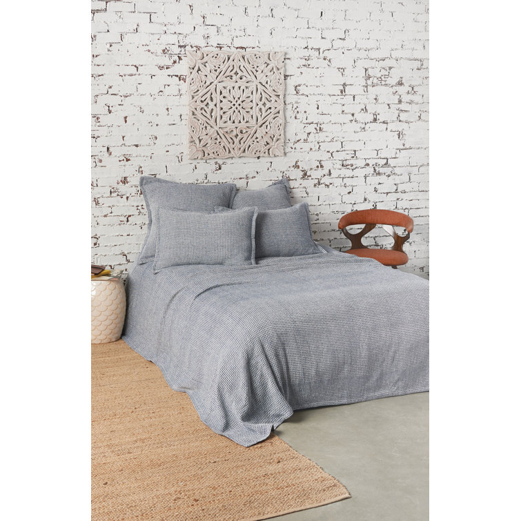 Indigo Cotton Embroidered Standard Pillow Sham