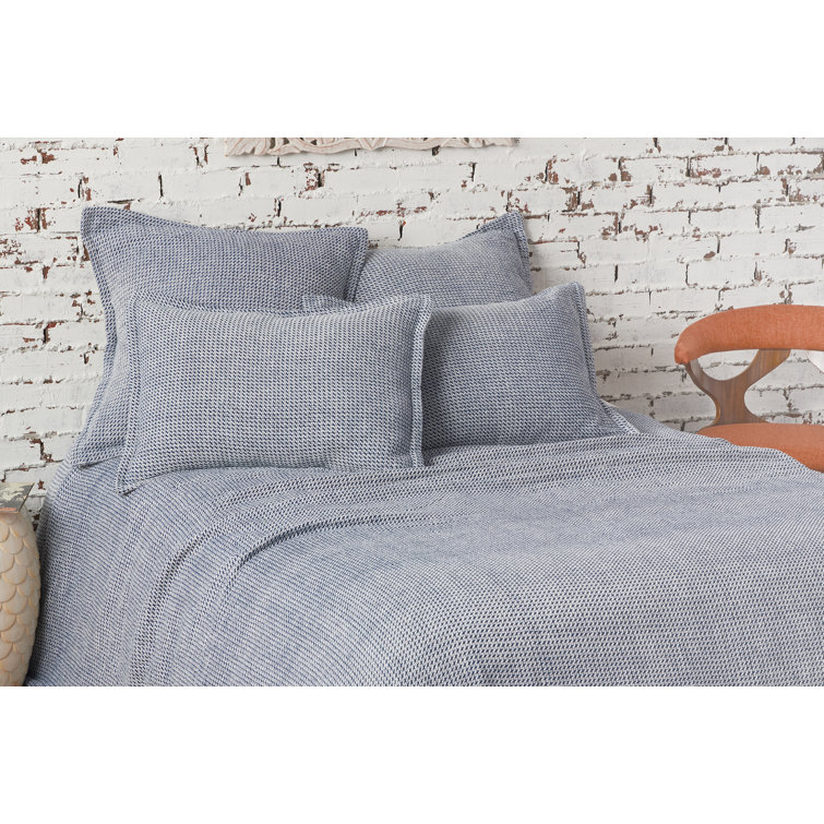 Indigo Cotton Embroidered Standard Pillow Sham