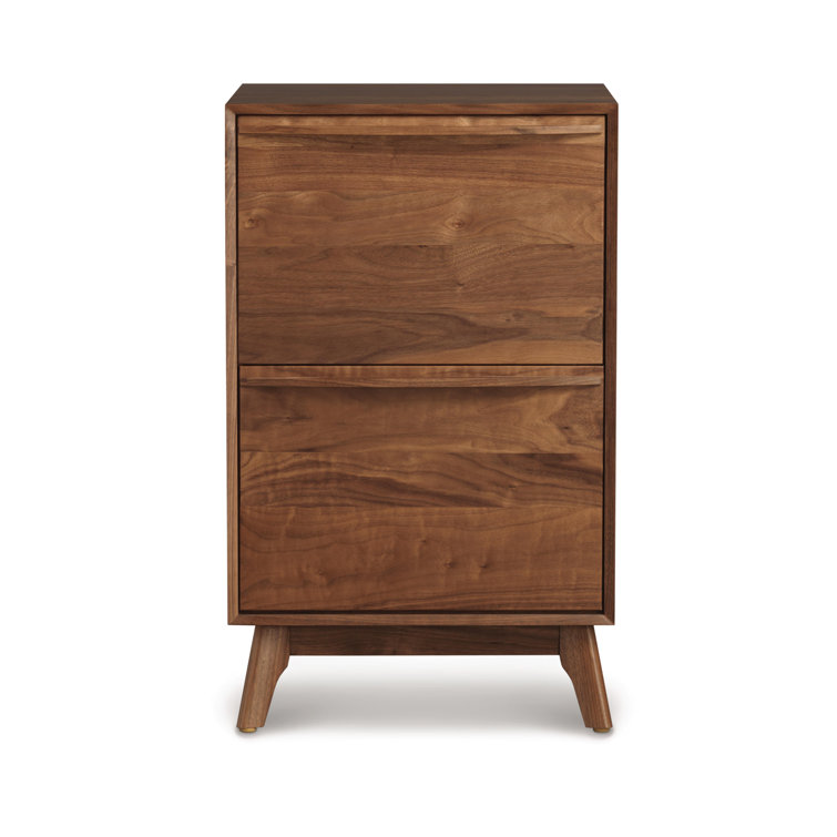 Walnut Vertical 2-Drawer Solid Wood File Cabinet