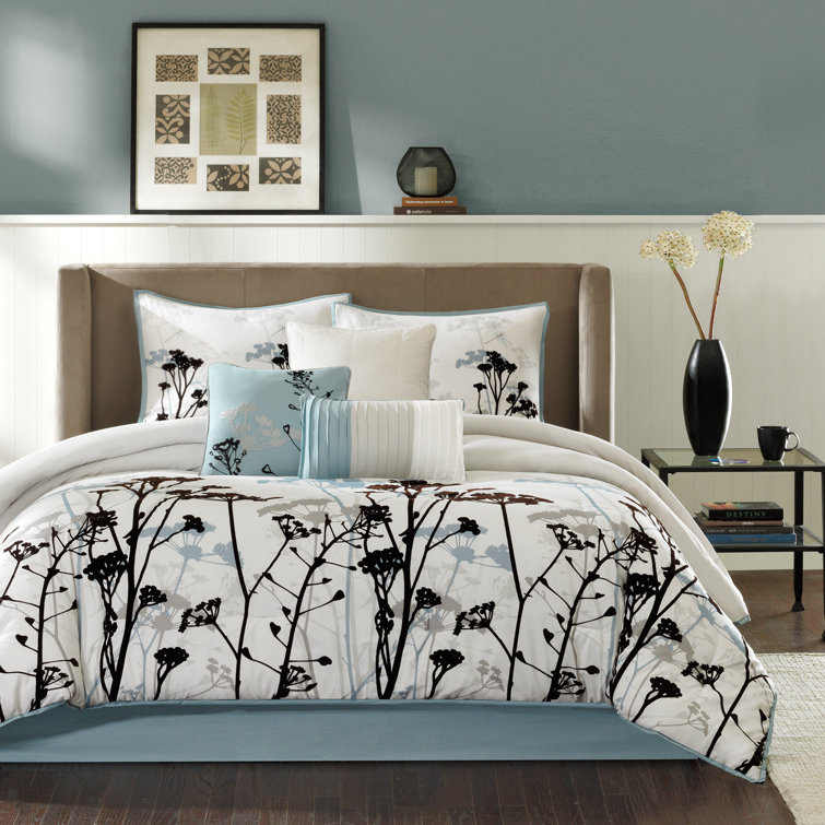 King Black Microfiber 7-Piece Bedspread Set