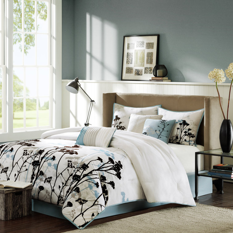 King Black Microfiber 7-Piece Bedspread Set