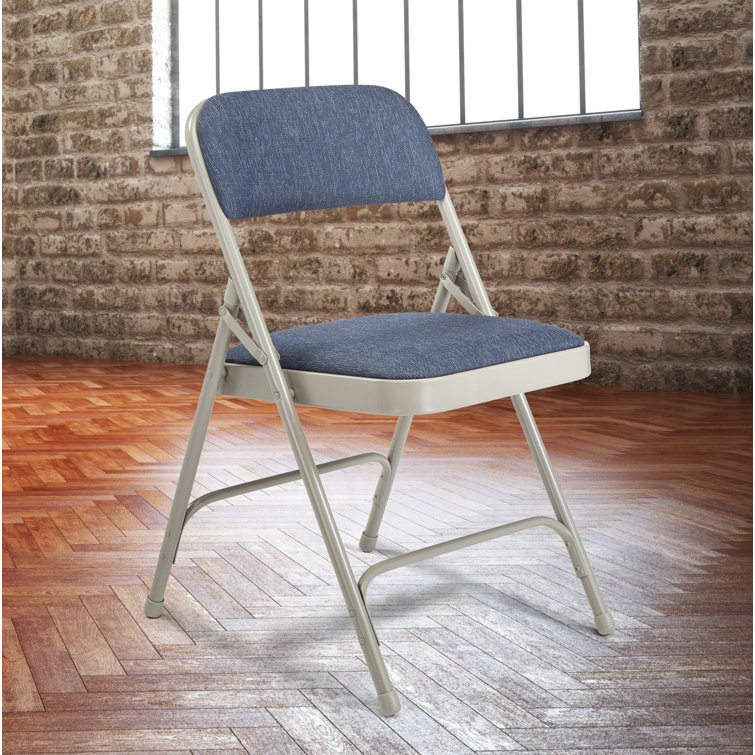 Imperial Blue and Gray Fabric Padded Folding Chair Set