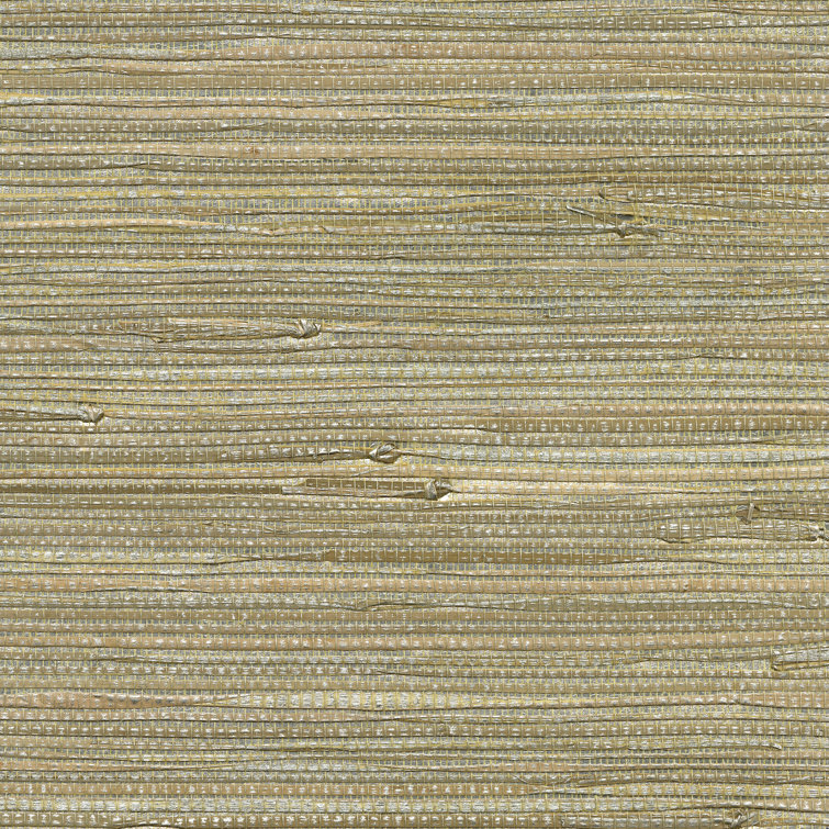 Iriga Grey and Gold Grasscloth Wallpaper Roll