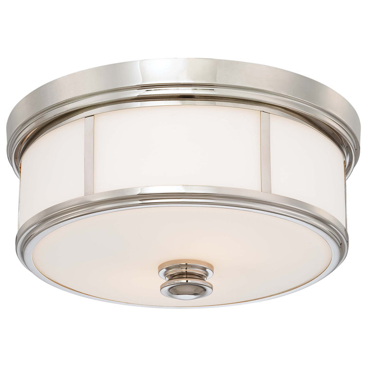 Elegant Polished Nickel 3-Light Flush Mount with Etched White Glass