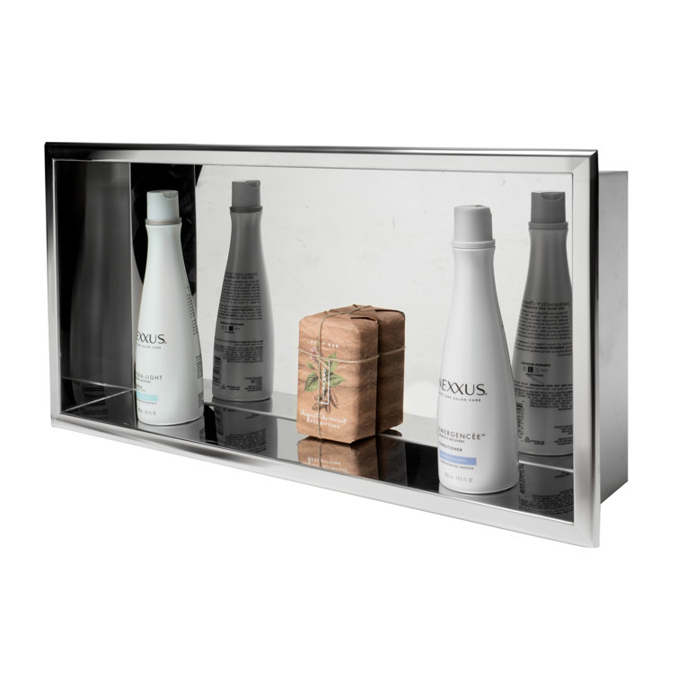 Polished Stainless Steel Horizontal Shower Niche Shelf