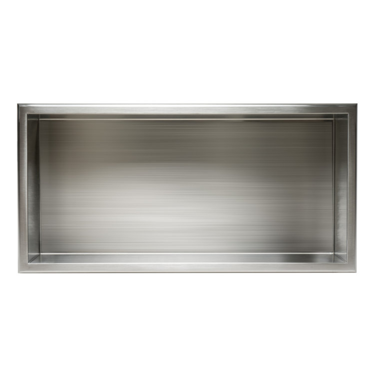 Brushed Stainless Steel Horizontal Shower Niche Shelf 24 x 12