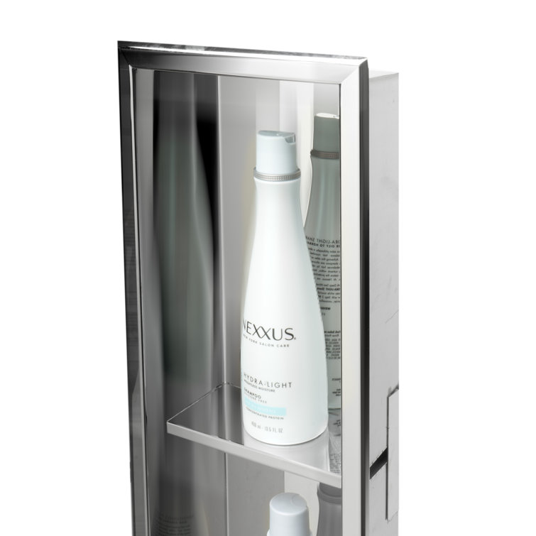Polished Stainless Steel Vertical Triple Shelf Shower Niche