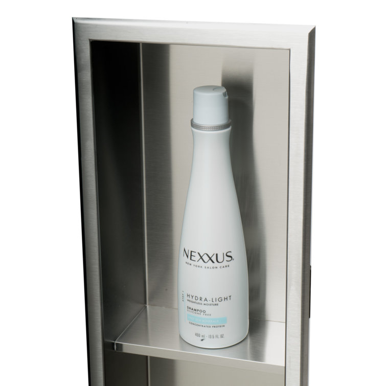 Brushed Stainless Steel Vertical Triple Shelf Shower Niche