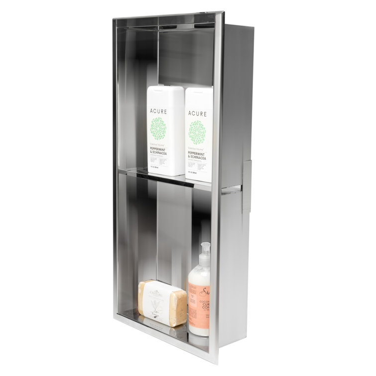 Polished Stainless Steel Double Shelf Shower Niche