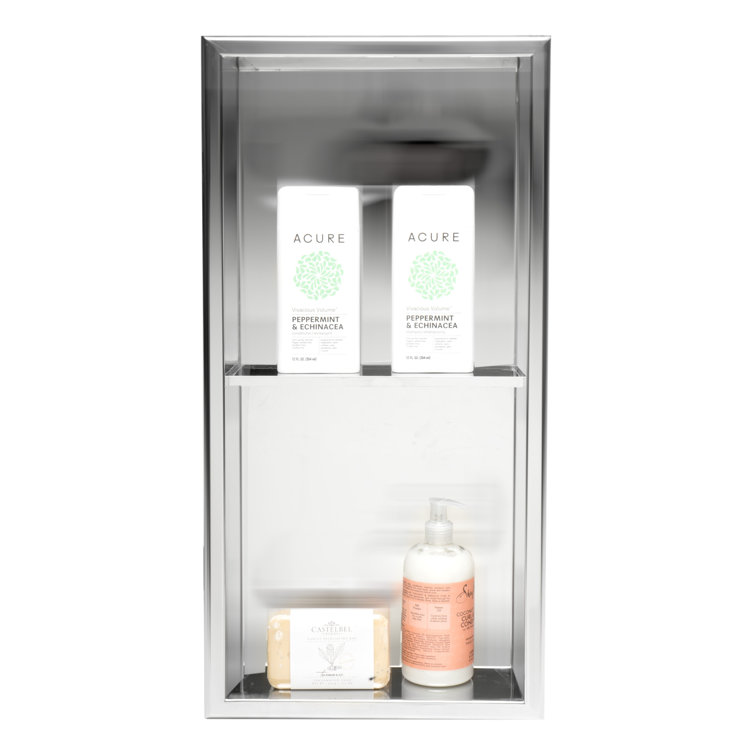 Polished Stainless Steel Double Shelf Shower Niche