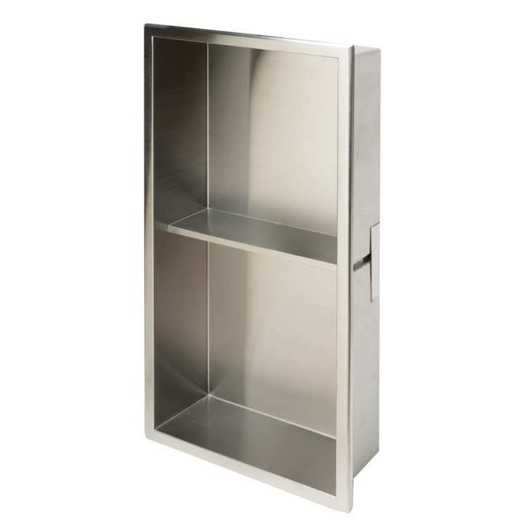 Brushed Stainless Steel Double Shelf Shower Niche