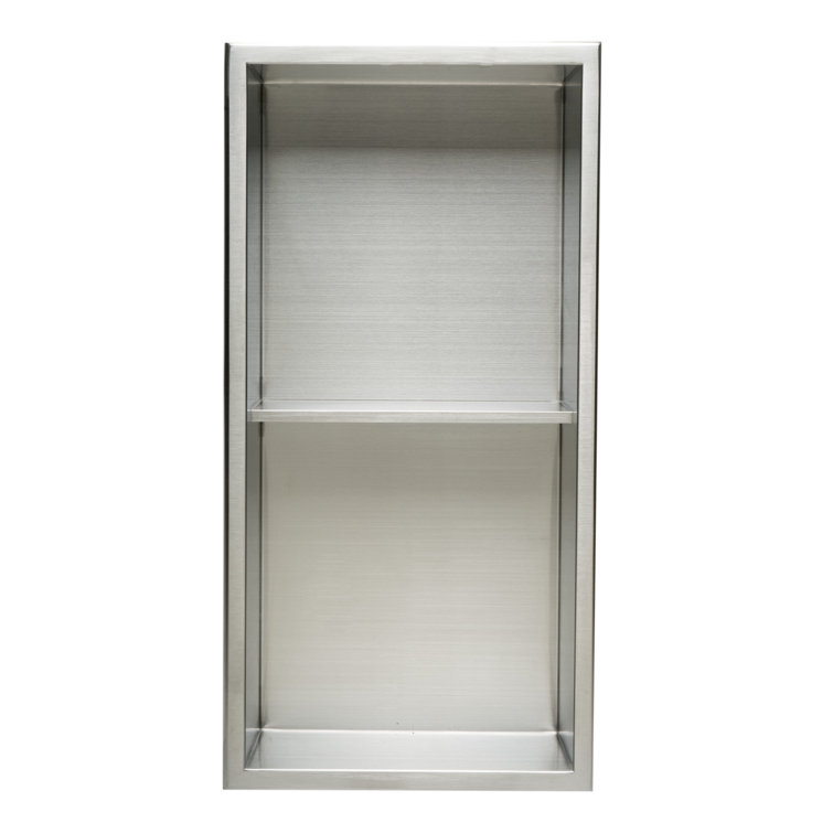 Brushed Stainless Steel Double Shelf Shower Niche