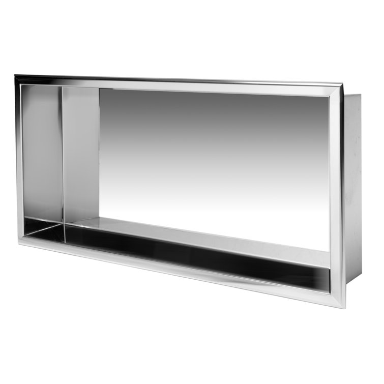 Polished Stainless Steel Horizontal Shower Niche Shelf